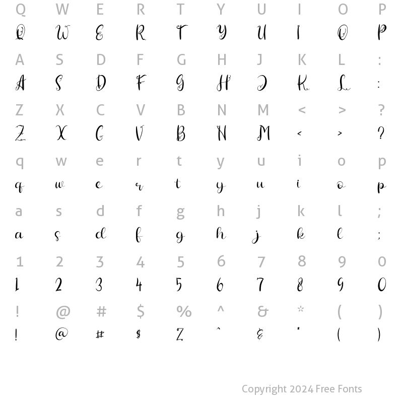 Character Map of Hiratheria Regular