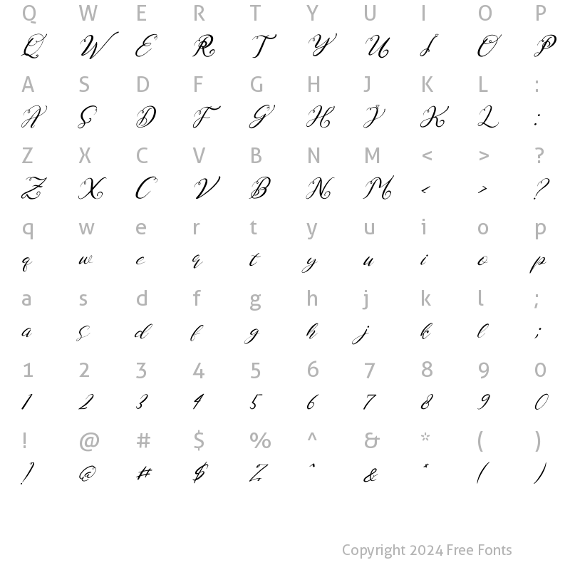 Character Map of Hirestari Love Italic