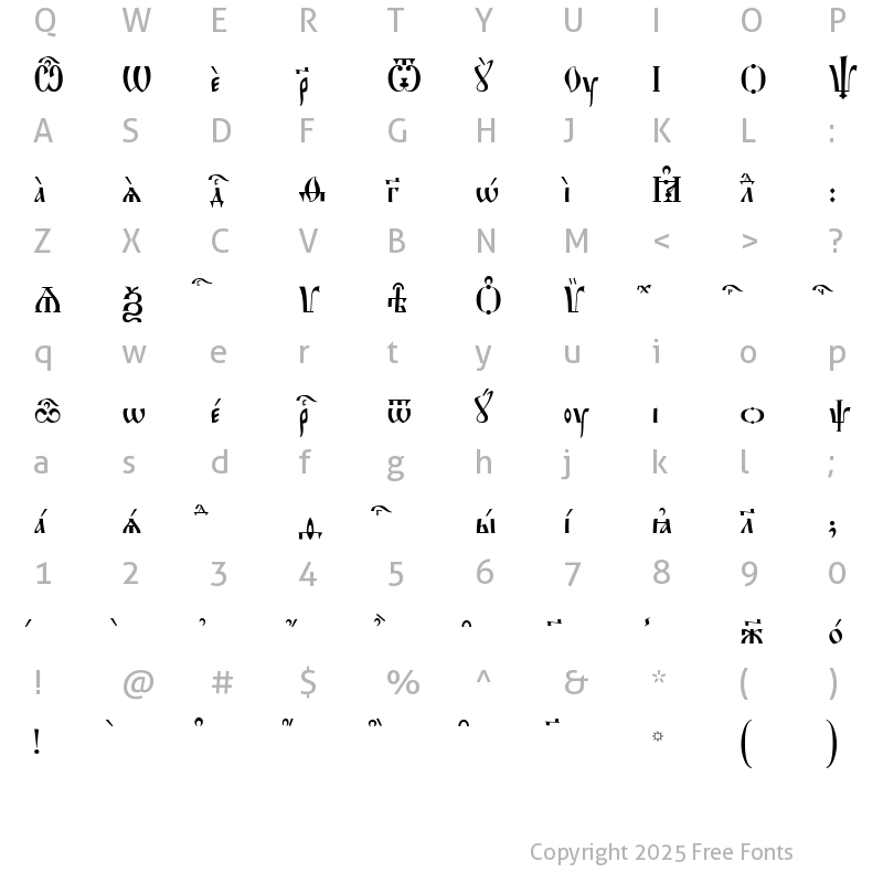 Character Map of Hirmos Ucs Regular