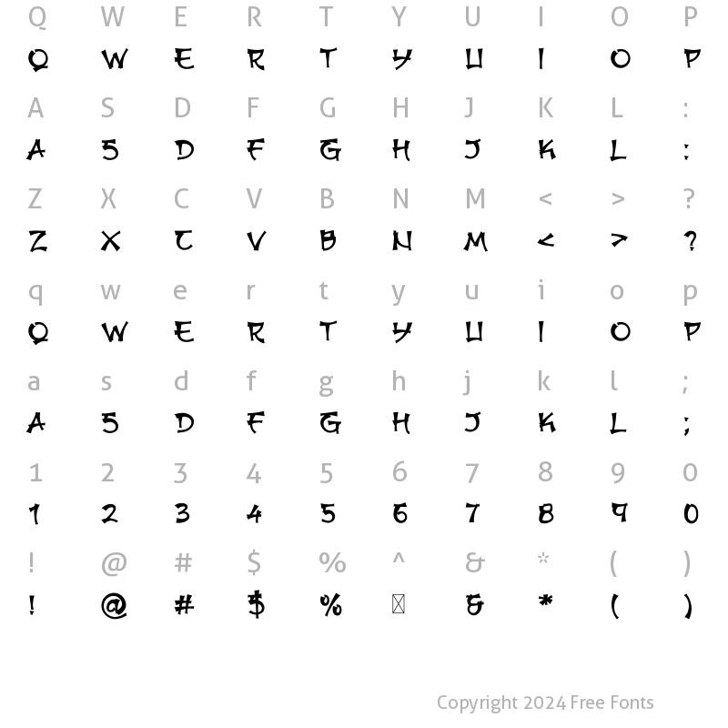 Character Map of Hirokawa Regular