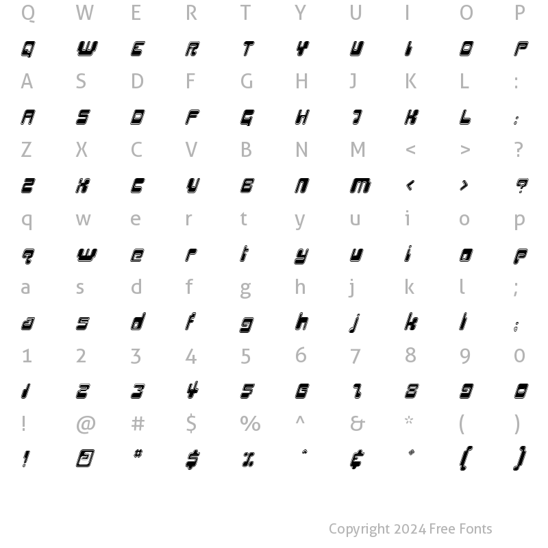 Character Map of HiroOutline Italic