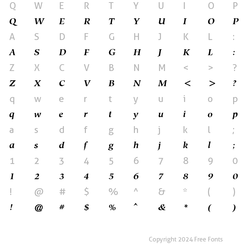 Character Map of Hiroshige ATT Bold Italic