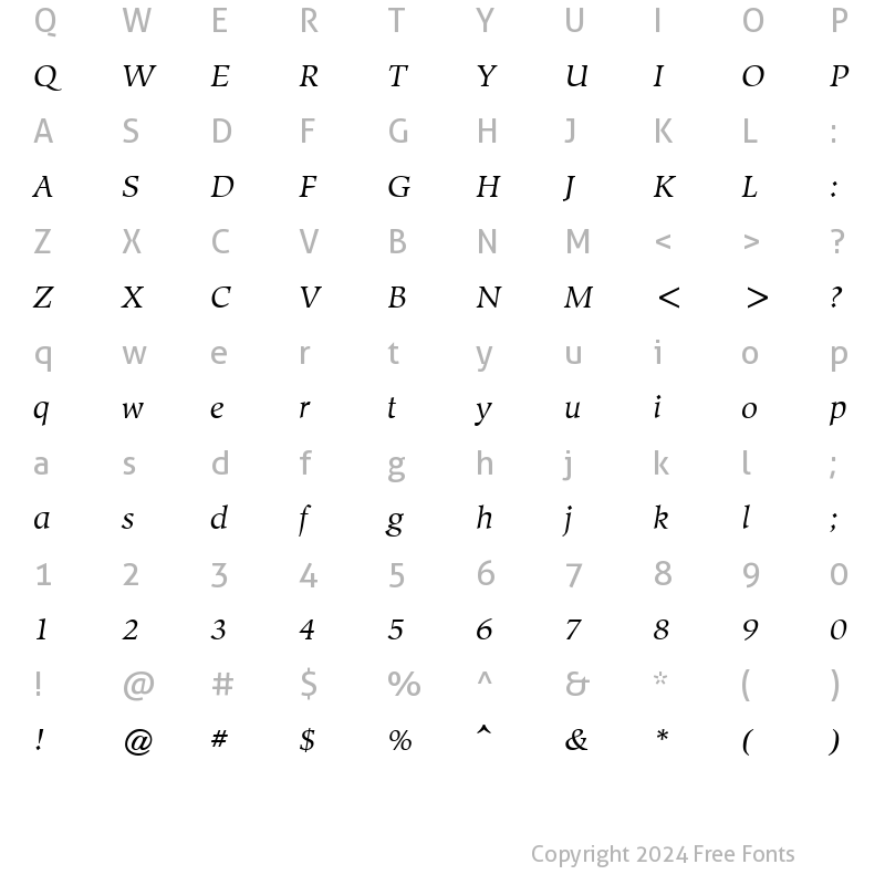 Character Map of Hiroshige ATT Italic