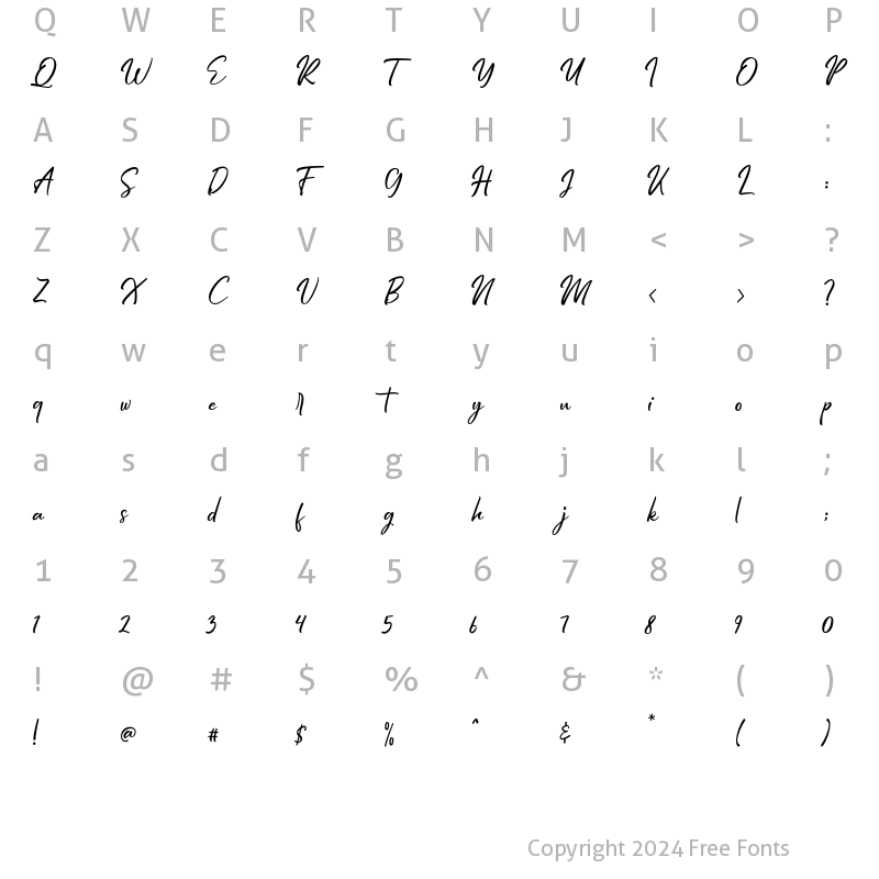 Character Map of Hiroshima Script Regular