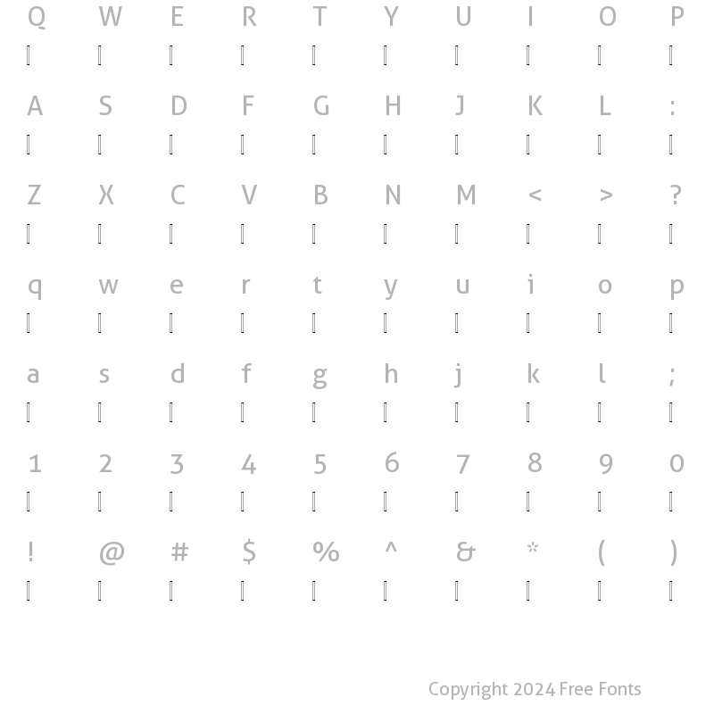 Character Map of Hisham Regular