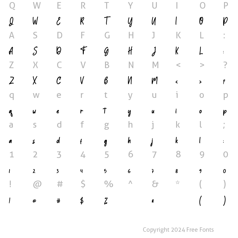 Character Map of Hisstories Regular