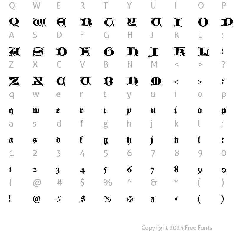 Character Map of Historical GreatPrimerUncials Regular