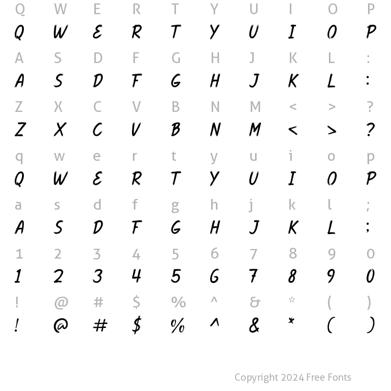 Character Map of HMRILE BRUSH Regular