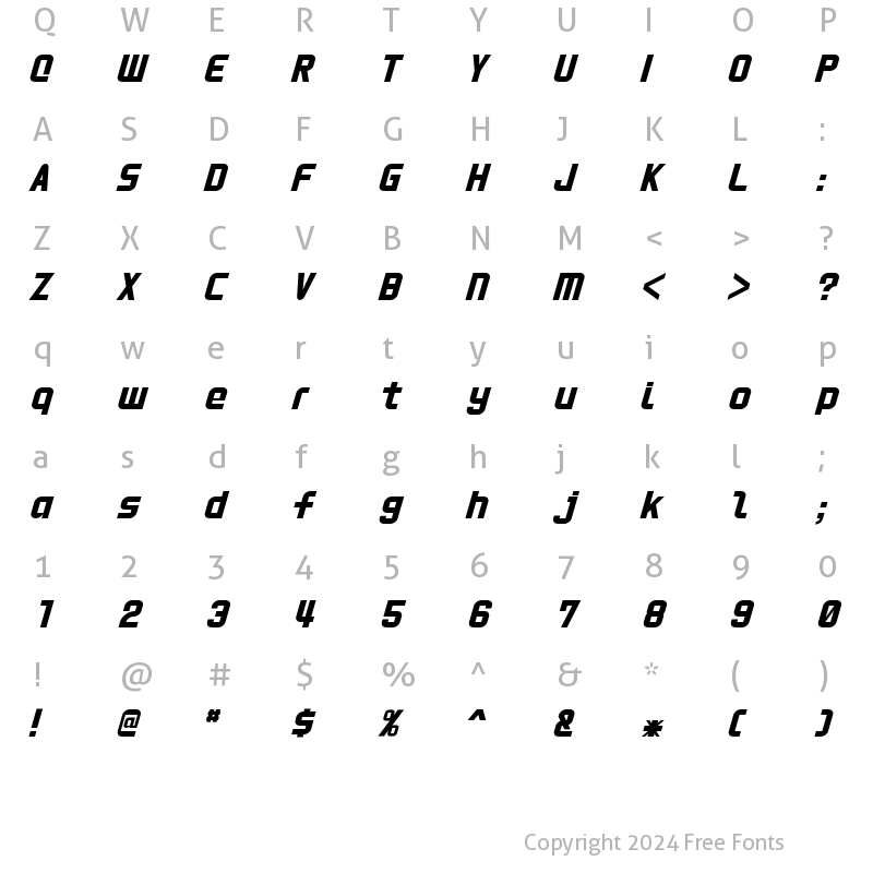 Character Map of HNkani Medium Italic