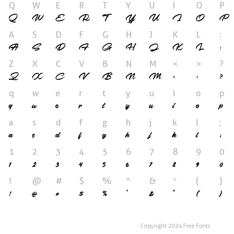 Character Map of Hoarse Script Regular