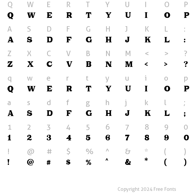 Character Map of Hoarse Solid 01 Regular