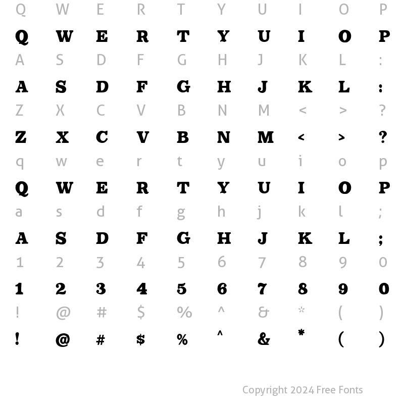 Character Map of Hoarse Solid 02 Regular