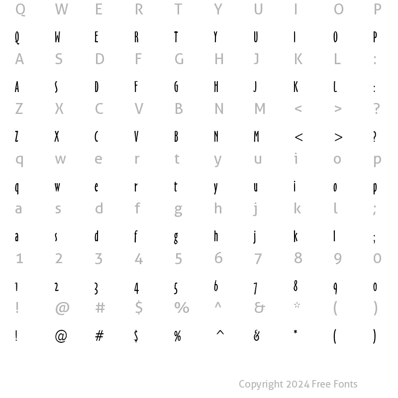 Character Map of Hobby Condensed Normal