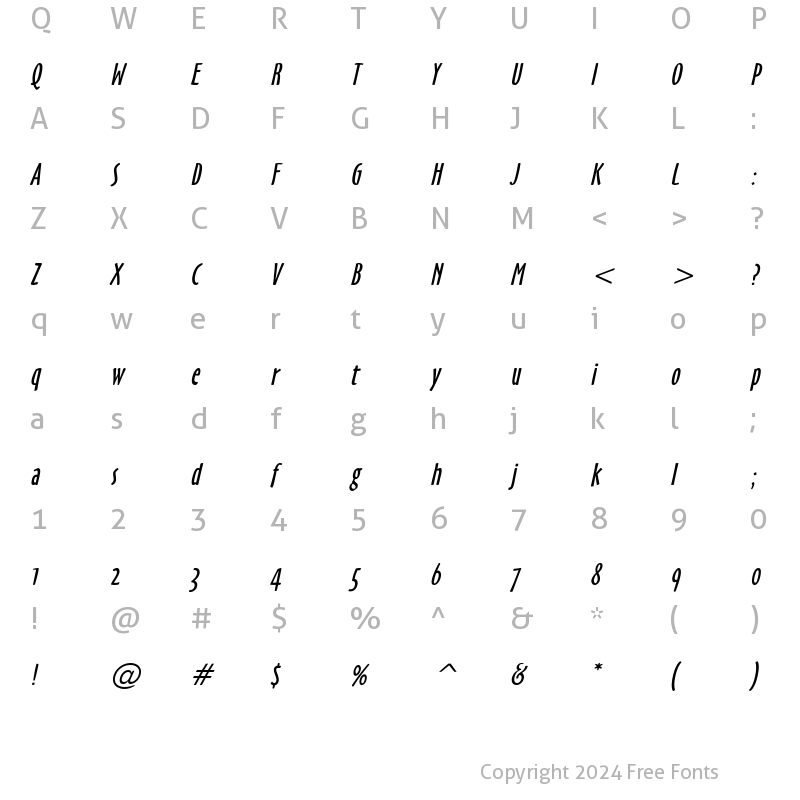 Character Map of Hobby Italic