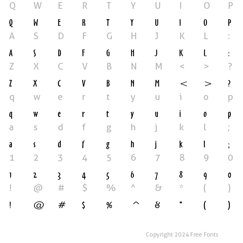 Character Map of Hobby Wide Normal