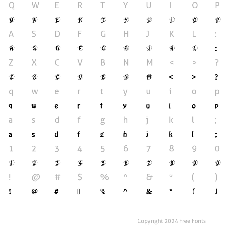 Character Map of Hobo Becker Ini Regular