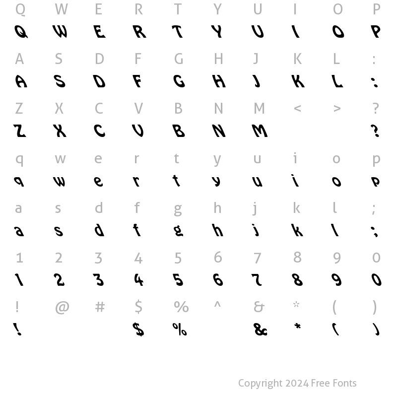 Character Map of Hobo Leftified Regular