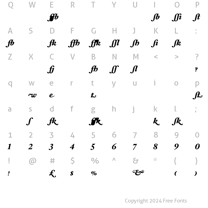 Character Map of HoeflerText Black--Alt Italic