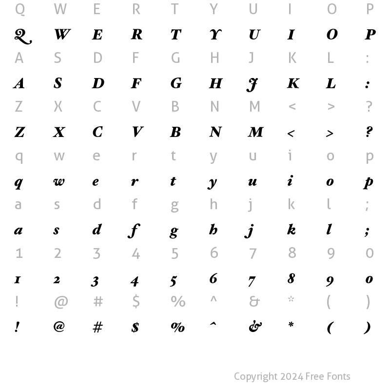 Character Map of HoeflerText-Black-Italic Regular