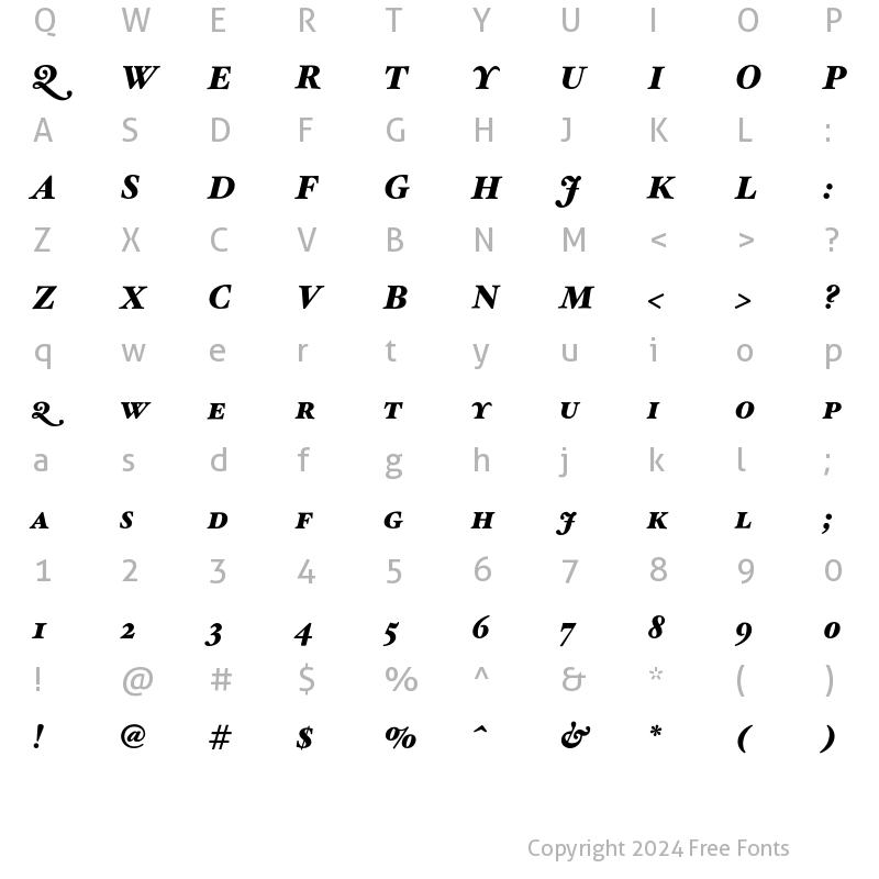 Character Map of HoeflerText Black--SC Italic