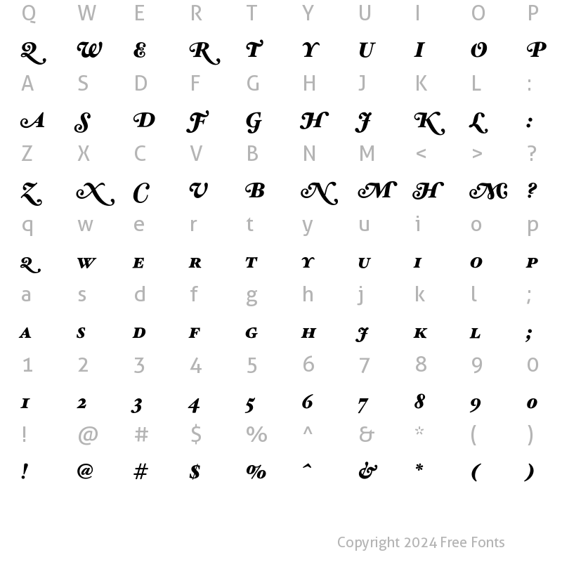 Character Map of HoeflerText Black--Sw-SC Italic