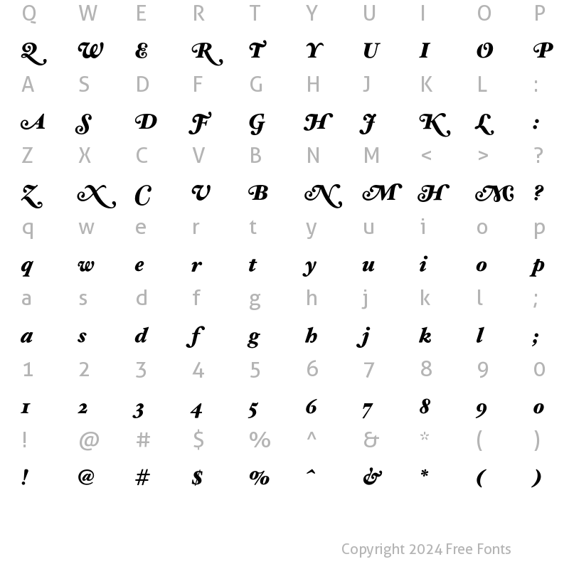 Character Map of HoeflerText Black--Swash Italic