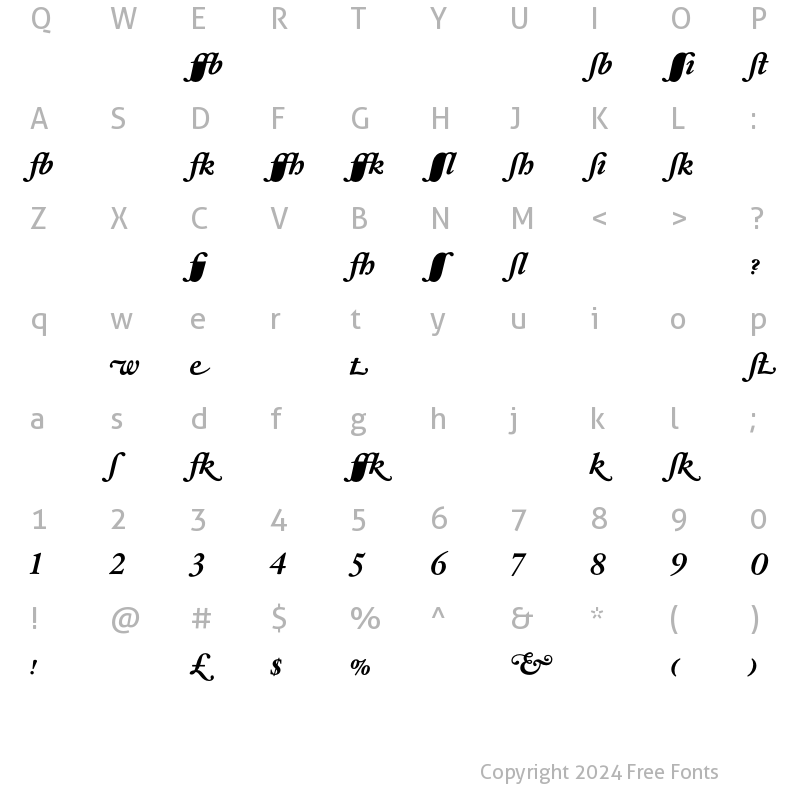 Character Map of HoeflerText-Bold-Italic-Alt Regular