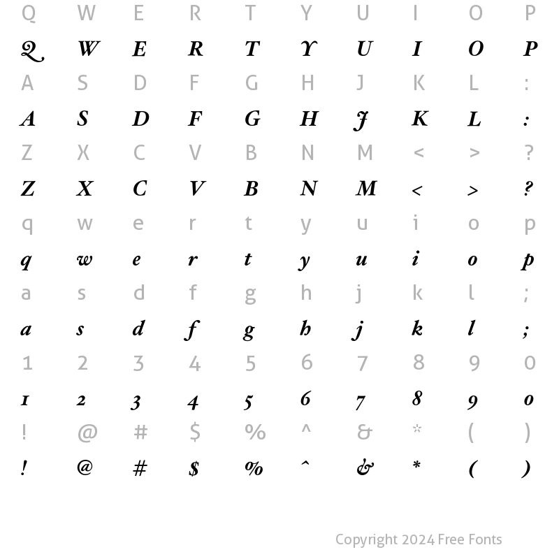 Character Map of HoeflerText-Bold-Italic Regular