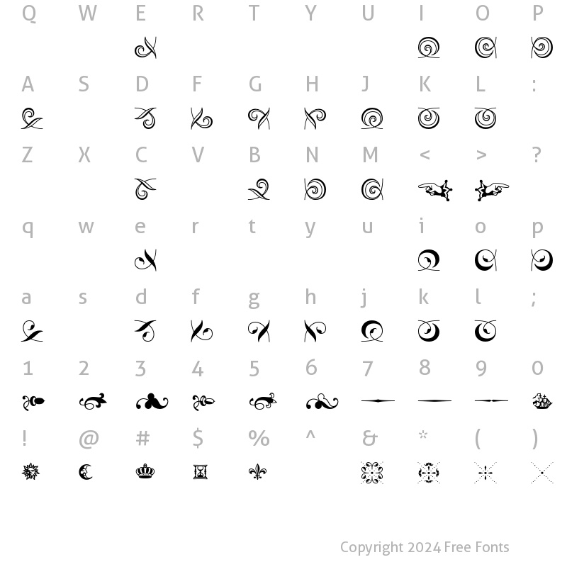 Character Map of HoeflerText Fleurons Regular