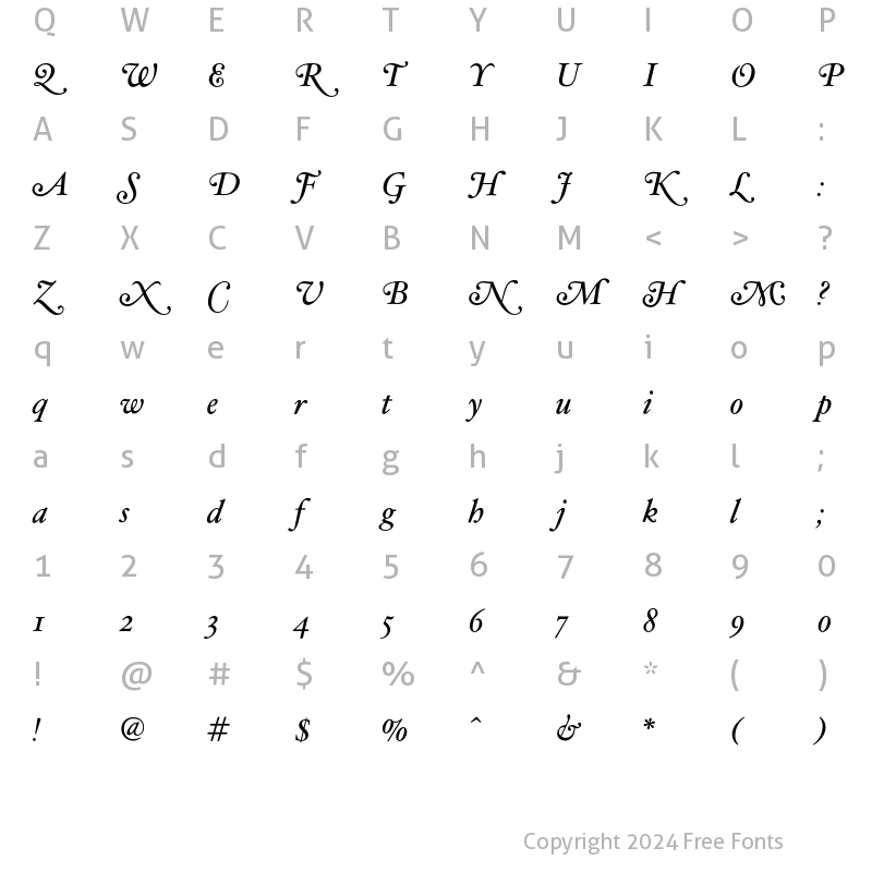 Character Map of HoeflerText-Italic-Swash Regular