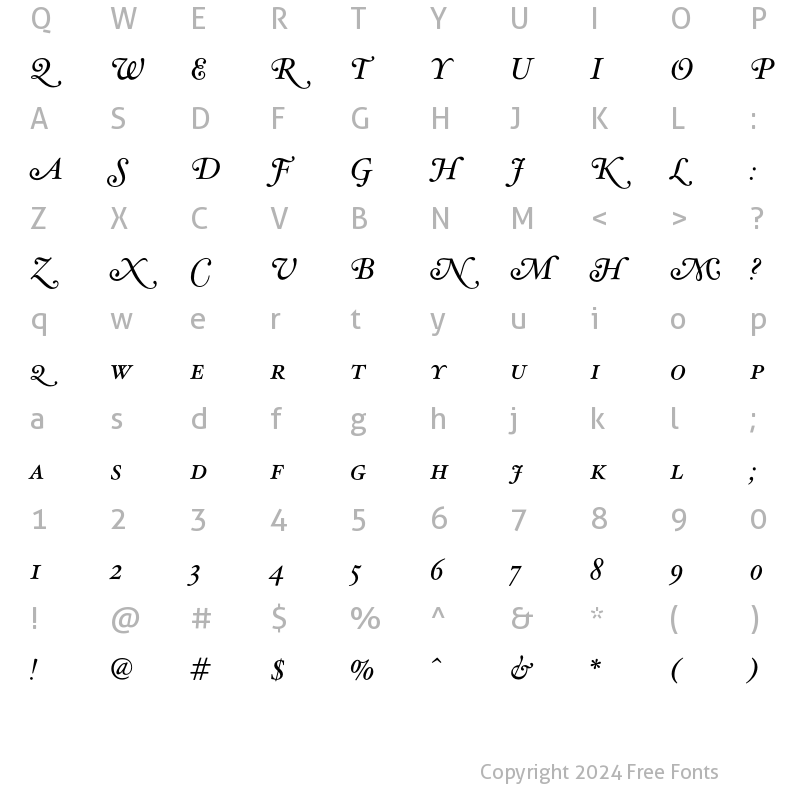 Character Map of HoeflerText-Italic-SwashSC Regular