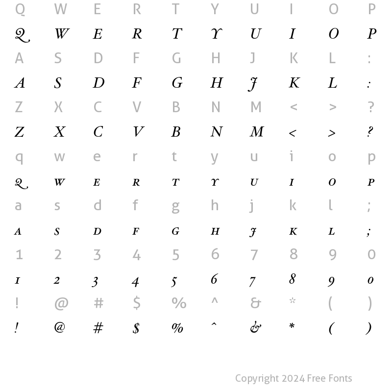 Character Map of HoeflerText -SmallCaps Italic