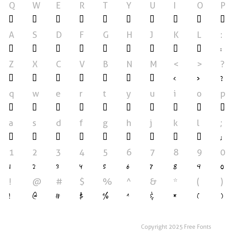 Character Map of Hofesh Regular