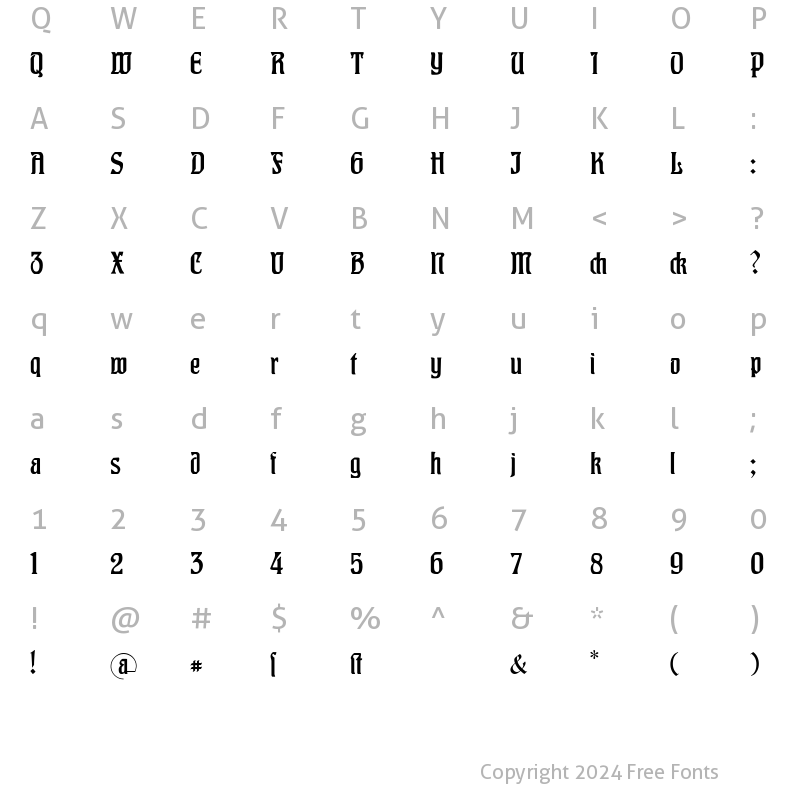 Character Map of Hohenzollern Regular