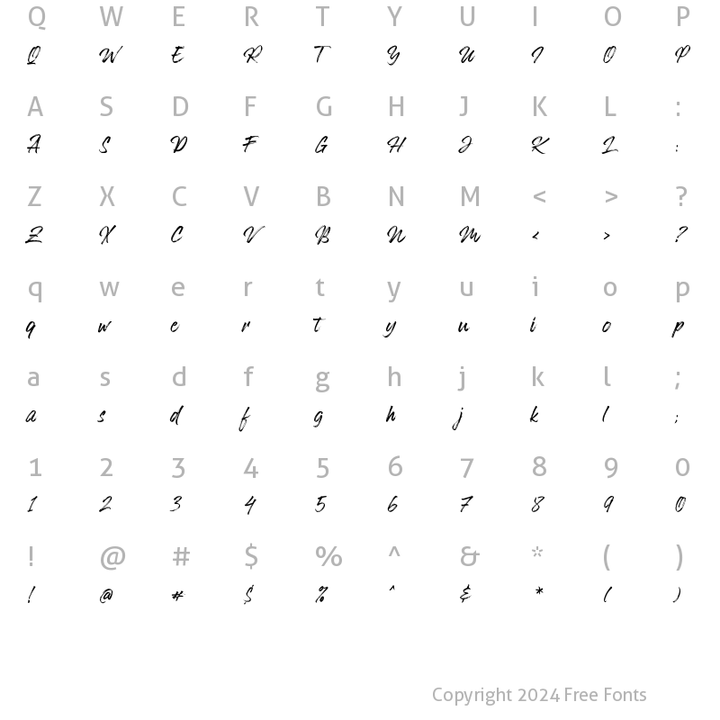 Character Map of Hokagata Regular