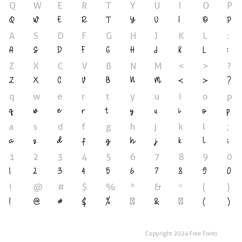 Character Map of Hola Holo Regular