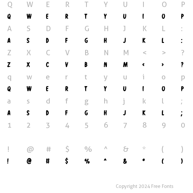 Character Map of Hold On Regular