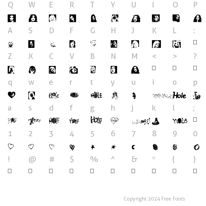 Character Map of HoleWebMaster Normal