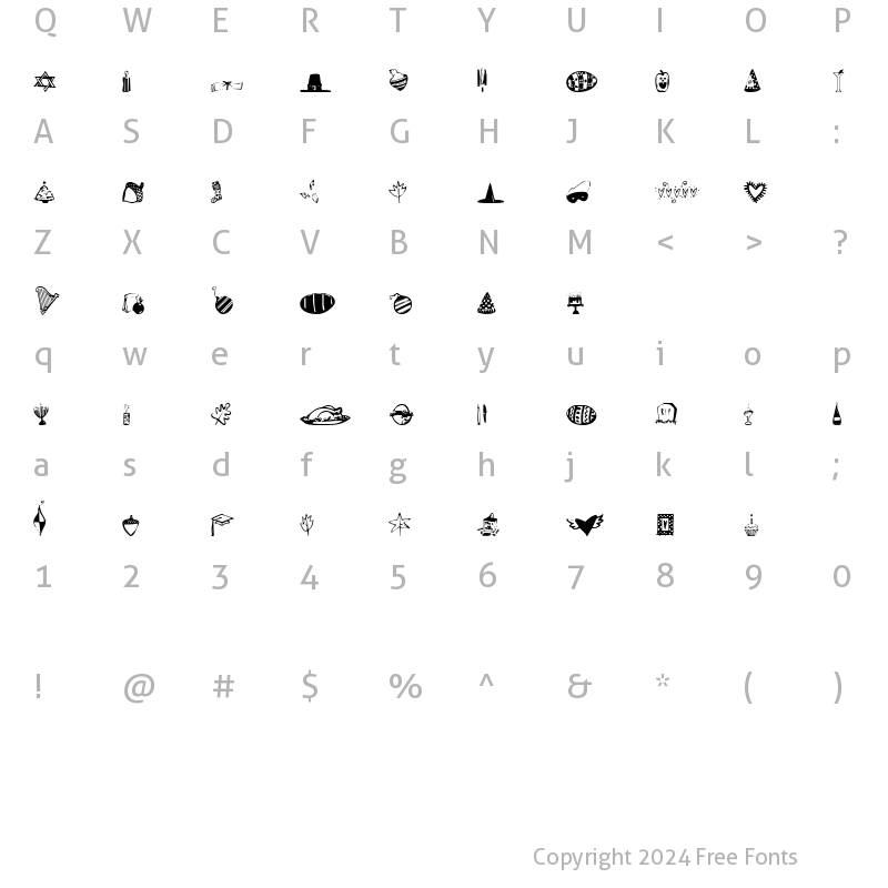 Character Map of Holiday Dingdoodles Regular