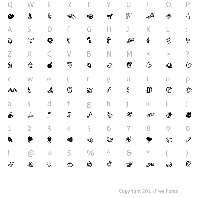 Character Map of Holiday Mix ICG Regular