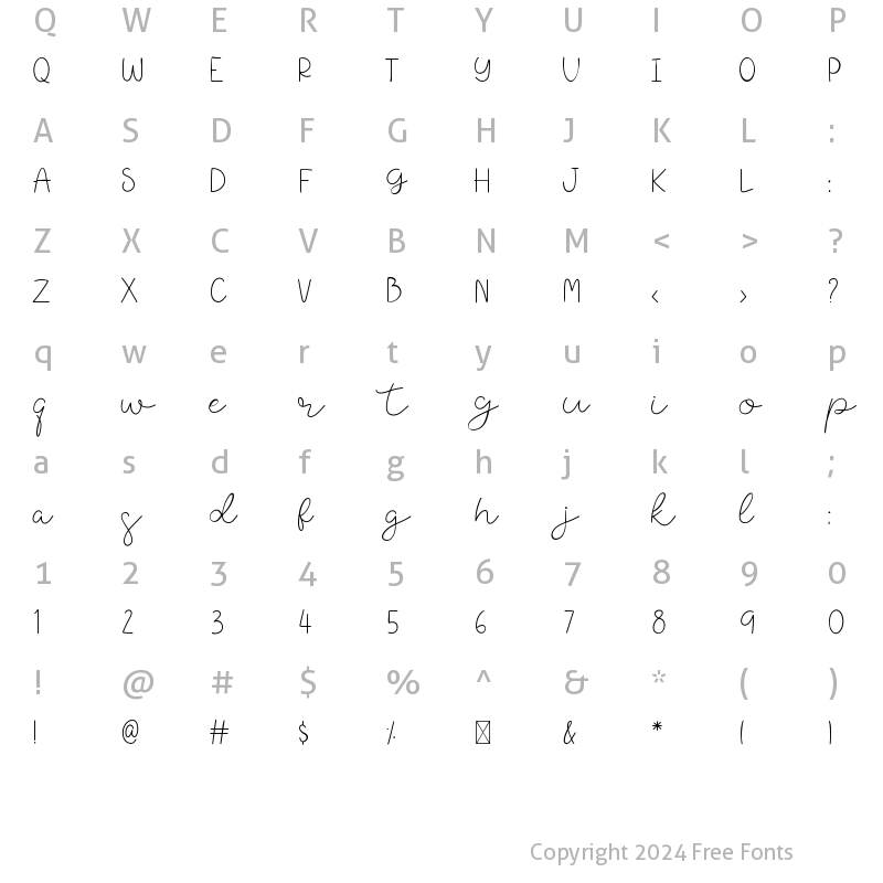 Character Map of Holiday Morning Regular