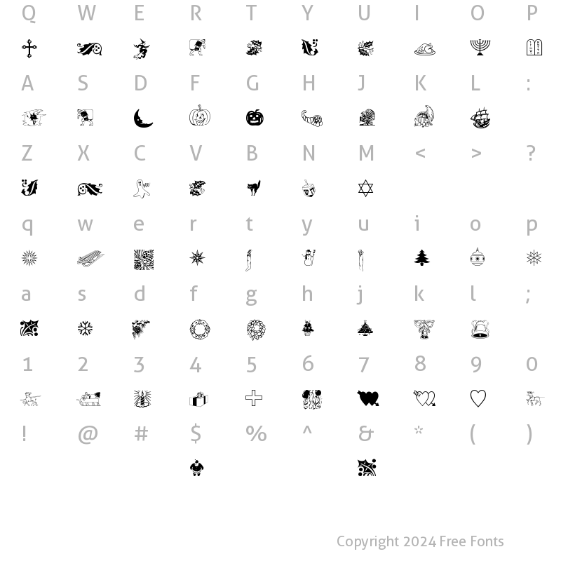 Character Map of Holiday Pi Normal