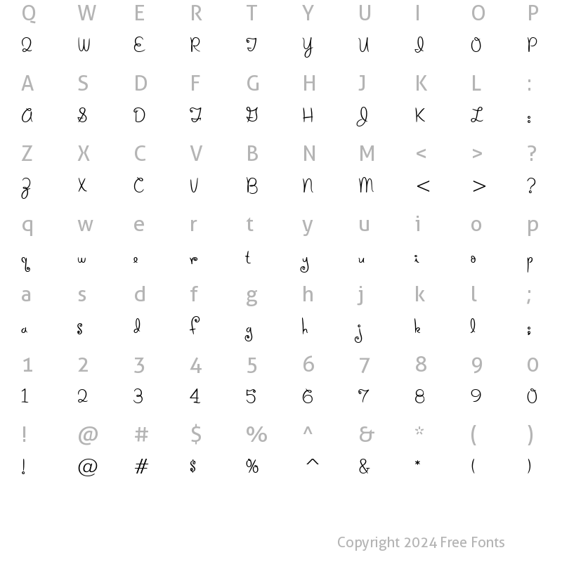 Character Map of Holiday Springs BTN Quill Regular