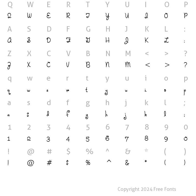 Character Map of Holiday Springs BTN Regular