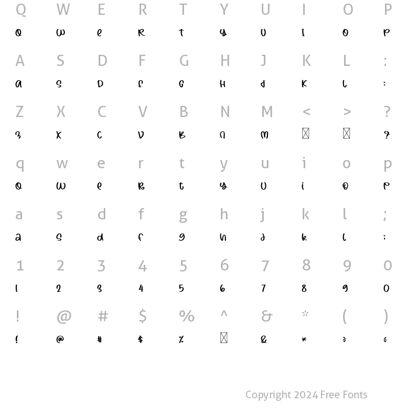 Character Map of Holiday Story Regular