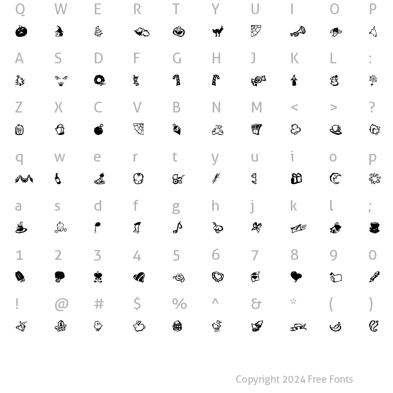 Character Map of HolidayMixICG Regular