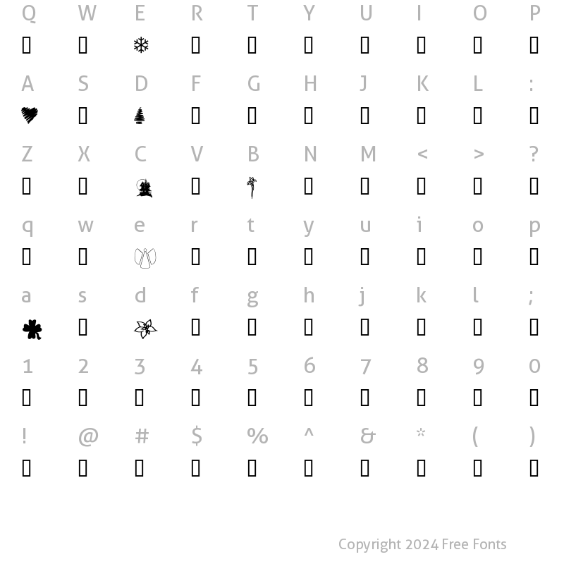 Character Map of HOLIdaze Sample Regular