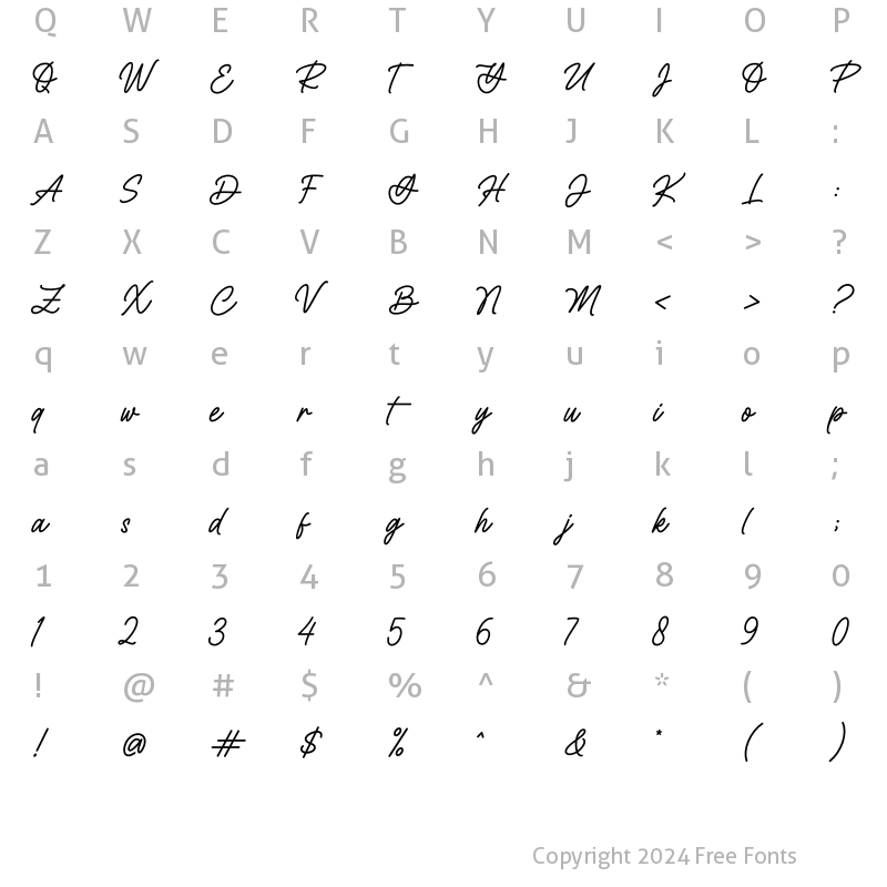 Character Map of Holidream Regular