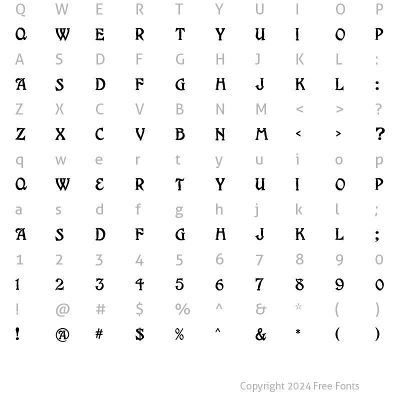 Character Map of Holier Regular