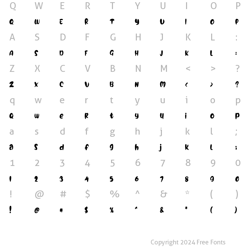 Character Map of Holife Regular